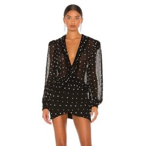 Retrofete LENNON EMBELLISHED SILK CHIFFON DRESS